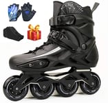 YDL Inline Skates for Women and Mens Professional Black Children's Single Row Skates High Performance Outdoor Adults Beginner Childrens Inline Speed Skates,Size:41 EU/8 US/7 UK/25.5cm JP