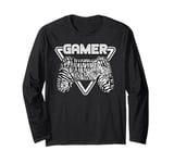 Zebra Print Gamer Video Game Controller Boys Girls Kids Long Sleeve T-Shirt