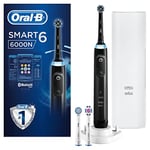 Oral-B Smart 6 Electric Toothbrushes For Adults, App Connected Handle, 3 Toothbrush Heads & Travel Case, 5 Modes, Teeth Whitening, 2 Pin UK Plug, 6000N