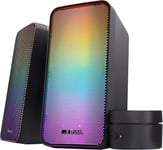 GXT 611 Wezz Enceinte PC Gamer 2.0, Éclairage LED RGB, 12 W (6 W RMS), Alimentation USB, Connexion 3,5 mm, Contrôle du Volume Filaire, Haut Parleur PC pour Ordinateur, Portable - Noir