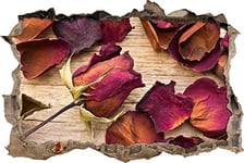 pixxp Rint 3D WD S2056 _ 62 x 42 ausgetrocknete Roses sur Table en Bois Mural percée 3D Sticker Mural, Vinyle, Multicolore, 62 x 42 x 0,02 cm
