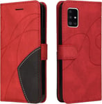 Coque Pour Samsung Galaxy A51 5g, Etui En Cuir Pu Portefeuille Housse Fermeture Magnetique Und Flip Protection Case Avec Antichoc Tpu, Etui A Rabat, Fentes Pour Cartes (Rouge)