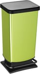 Rotho, Paso, Dustbin 40l with Pedal and lid, Plastic Waste Bin, Green Metallic