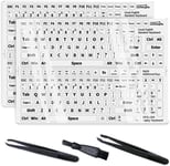 2 Pcs Blanc Autocollants Clavier, Autocollant Clavier En English, Pour Avec N'Importe Quel Clavier Standard, Ordinateur Portable¿ Avec Outils D'Installation(Disposition Américaine,Blanc Brillant)