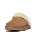 Fitflop Women's Gen-FF Shearling-Collar Suede Slippers, Desert Tan, 6 UK