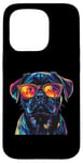 Coque pour iPhone 15 Pro Black Pug Lover Lunettes de soleil design pop art drôle carlin noir