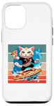 Coque pour iPhone 12/12 Pro Chat Surf Pizza Vagues Aventure Fun Energy Tranche Géante