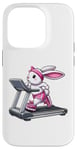 Coque pour iPhone 14 Pro Lapin de Pâques sur tapis roulant Gym Fitness Entraînement