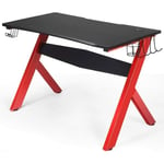 GOPLUS Bureau Gaming, Table de Jeu, Bureau d’Ordinateur pour Bureau a Domicile avec 1 Porte-Gobelet d'Eau, 2 Support de Manette de Jeu, 1 Support