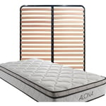 Provence Literie - Matelas + Sommier Alona a Ressorts + Memoire de Forme 80 Kg/m3 - 140x190 Hauteur +/- 25,5 cm - Accueil Moelleux - Soutien