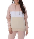 M17 Womens Ladies Recyled Stripe Colour Block Hoodie Pullover Cosy Soft Casual Hooded Sweatshirt Top Long Sleeve Jacket Jumper (S, Blush Pink)