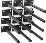 MHMYDZ 8 Pcs 6 "Support d'étagère flottante en acier massif noir Supports d'étagère aveugles - Supports cachés pour étagères flottantes en bois - Support d'étagère aveugle dissimulé