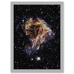 Hubble Space Telescope Image Colourful Sheets Of Debris From The Stellar Explosion Of N 49 DEM L 190 Supernova Remnant Artwork Framed A3 Wall Art Print