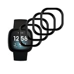 Compatible avec Fitbit Versa 3 / Fitbit Sense Protection Écran, [4 pack], Protecteur D'écran, 3D Couverture Complète, sans Bulles, Anti-Rayures, Haut Définition, pour Fitbit Versa 3 / Fitbit Sense