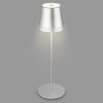 BRILONER - Lampe de table LED rechargeable 2 en 1, gradation progressive, tactile, lumière mobile, Lampe de table LED d'extérieur, Lampe de table LED sans fil, chrome mat