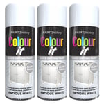 3x Antique White Gloss Spray Paint Aerosol Auto Car Lacquer Wood Metal 400ml