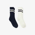 Lacoste Chaussettes coton côtelé Taille 39/42 Bleu Marine/blanc