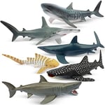 toymany Lot de 6 Figurines d'animaux de Requin, Figurines de Jeu océan, Figurines de créatures Marines, Figurines d'animaux, Jouet de Requin réaliste pour Enfants, pour Jouer ou comme décoration