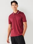 BOSS Penrose 38 Slim Fit Corporate Stripe Polo Shirt - Dark Red, Dark Red, Size S, Men