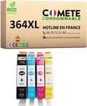 Marque française-364XL-4 Cartouches d'encre Compatibles avec HP 364 XL-pour Imprimante HP Photosmart 5510 5520 et Office Jet 4620 (1 Noir et 3 Couleur)