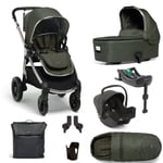 Mamas & Papas Ocarro Hunter Green Pram 3 In 1 with Joie i-Snug2 Car Seat & Base