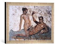 Kunst für Alle 'Encadré Image de AKG Anonymous Pompeji, lupanar Paire, Amour Impression d'art dans Le Cadre de Haute qualité Photos Fait Main, 40 x 30 cm, Argent Raya