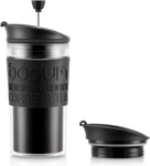 BODUM K11102-01 Travel Press Set Coffee Maker with Extra Lid, 0.35 L/12 Black