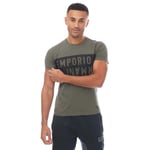 Emporio Armani Mens Crewneck T-Shirt in Green black Cotton - Size 2XL