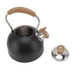 (Black)2.5 Liter Whistling Tea Kettle Stainless Steel Teapot With Handle For