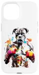 Coque pour iPhone 15 Peinture Énergie des éclaboussures de chien de boxe