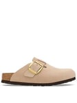 Birkenstock Boston Nubuck Leather Big Buckle Clogs - Sandcastle