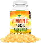 Vitamin D 4000 IU - 365 Vitamin D3 4,000 IU Softgel Capsules - 1 Year Supply