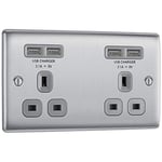 BG Electrical Double Unswitched Fast Charging Power Socket with Four USB Charging Ports