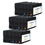 15 Ink Cartridges (Set + Black) to replace HP 932 & 933 XL non-OEM/Compatible