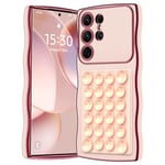 Miss Arts for Samsung Galaxy S24 Ultra Case, for Samsung S24 Ultra Phone Case with Suction Mount【Hands-Free Strong Grip Holder for Selfies and Videos】 Women Girls Bling Luxury Protective Cover - Pink