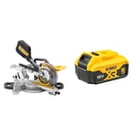 DEWALT DCS365N-XJ XR 184 mm Mitre Saw with XPS-Bare Unit, 590 W, 18 V, Yellow + DEWALT Battery