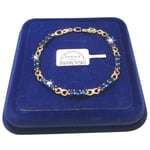 Bracelet Tennis Infini Femme, Pl.oro Jaune 18k avec des Cristaux Swarovski Bleu