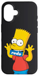 Coque pour iPhone 16 The Simpsons Bart Simpson Bouche grossière Noir