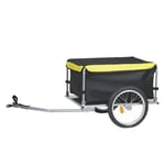 DUNLOP Remorque Vélo Pliable – Charette Vélo Cargo pour Bagages – Remorque pour Vélo avec Réflecteurs et Housse de Pluie Réglable – Chariot Vélo – Remorque Vélo Pliable – Jaune