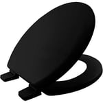 BEMIS Chicago Black Toilet Seat. Wooden Toilet Seat with Water Based Paint for Easy Clean. Oval Toilet Seat with Adjustable Plastic Hinges, Universal & Easy Installation, Black