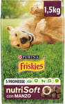 Croquettes Chien Adulte Nourriture Sec Pour Purina Friskies Nutrisoft Bœuf 1,5Kg