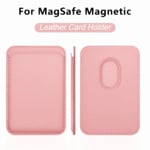 Lyxig Magsafe magnetisk läderplånboksfodral för iPhone 11 12 13 14 15 Pro Max S23 korthållare telefonväska tillbehör Pink