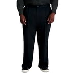 Haggar Men's Premium No Iron Khaki Classic Fit Pleat Front Casual Pant (Regular and Big & Tall Sizes), Black - Bt, 58W x 30L