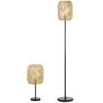 Lampsats: Golv- & Bordslampa, Linne, E27, Natur