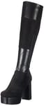 LAMODA Women's Obsession Knee High Boot, Black Pu, 4 UK