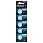 EverActive CR2016 3V, 5x Lithium Button Cell Batteries, Most Powerful Battery, 10 Year Shelf Life, Pack of 5, 1 Blister Card