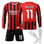 AC Milan Barn Hemmaställ 2024-2025 Höst & Vinter Nr 11 strumpor + Vakt 26 PULISIC No 19 socks + Guard 26