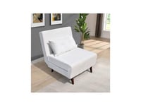 Nuits D'or Fauteuil Convertible lit Une Place Tissu Velours Blanc Dimension: 80 x 90 x 84 cm - Dimension lit: 80 x 190 x 28 cm