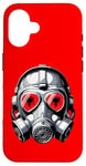 Coque pour iPhone 16 Drapeau Albanais Albanie Homme Masque à Gaz Graphique