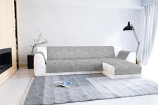 Italian Bed Linen “Glamour” Housse de canapé antidérapante avec Chaise-Longue Droite, Gris Clair, 290 cm